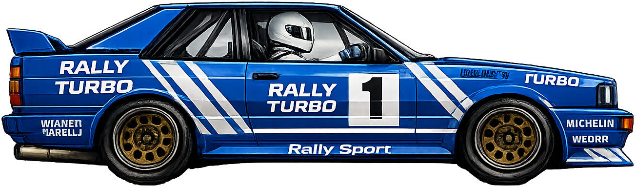 Blue rally car